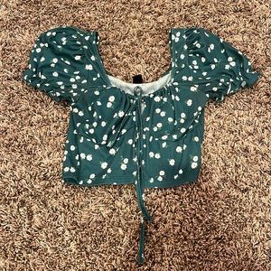 shein green floral crop top